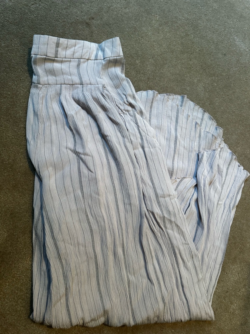 Free People Light Blue and White Striped Wide Leg Pants